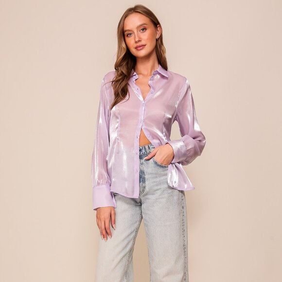 LUMIERE ORGANZA BUTTON DOWN SHIRT - Picture 4 of 4